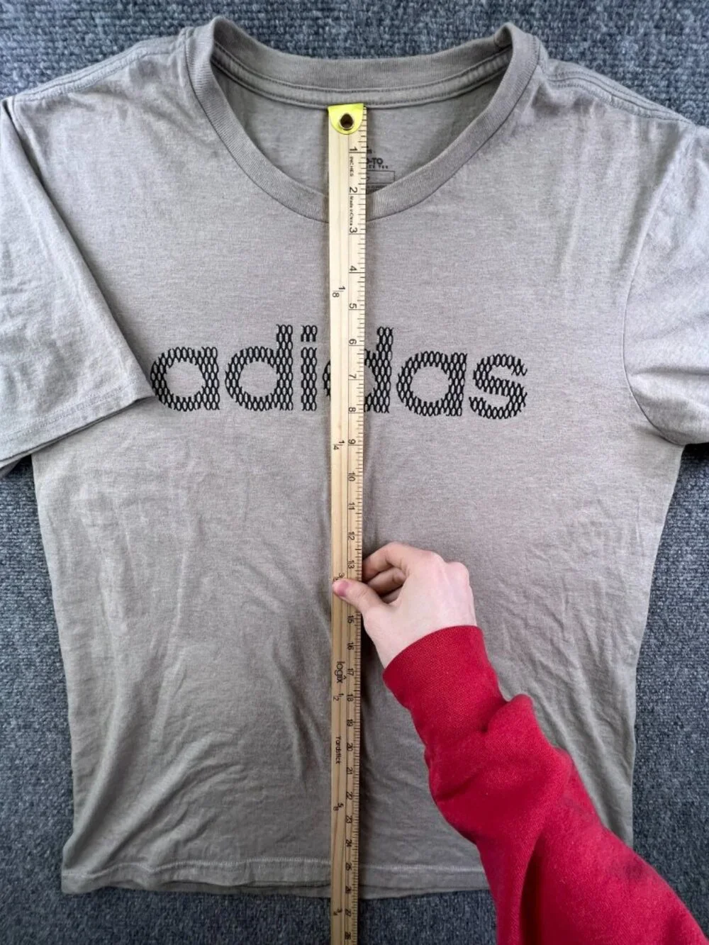 Adidas Shirt Adult Large Beige Logo Crew Neck Short Sleeve Mens Performance Tee